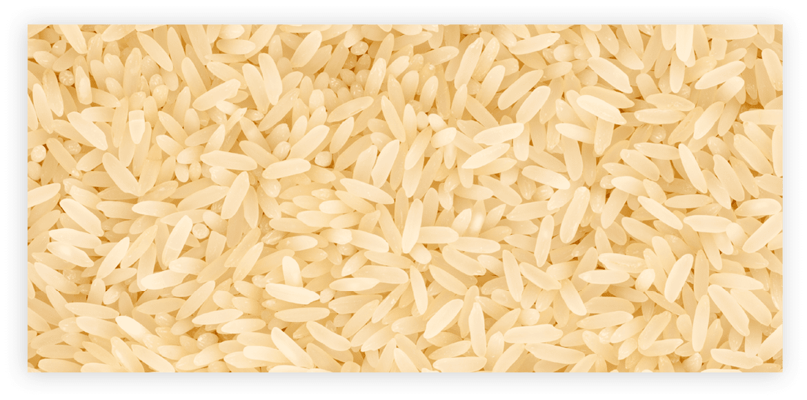 Parboiled rice in a circle bowl on white background, shot from directly above  Clipping path included 