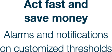 Act fast and save money Alarms and notifications on customized thresholds